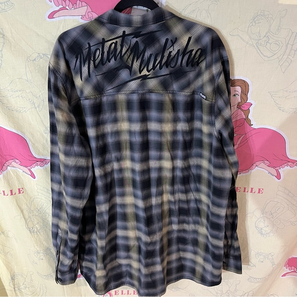 Metal Mulisha Black and Gray Plaid Shirt - Picture 4 of 6